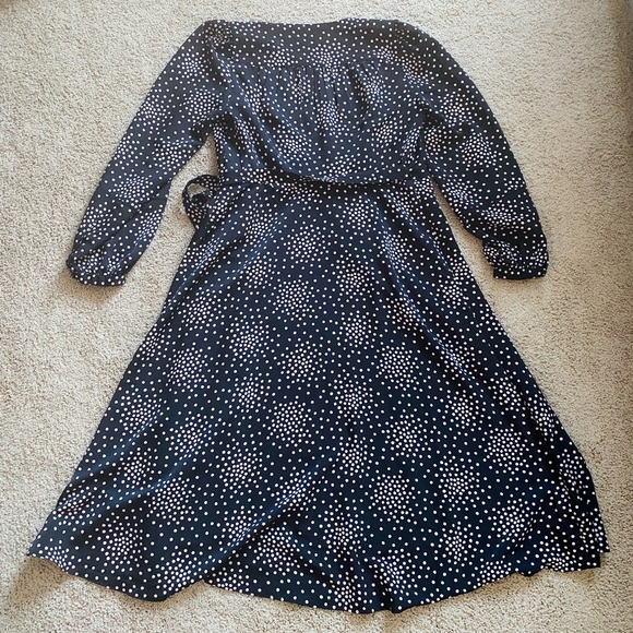 Kate Spade New York Black and Pink Festive Confetti Polka Dot Wrap Dress - Picture 7 of 9